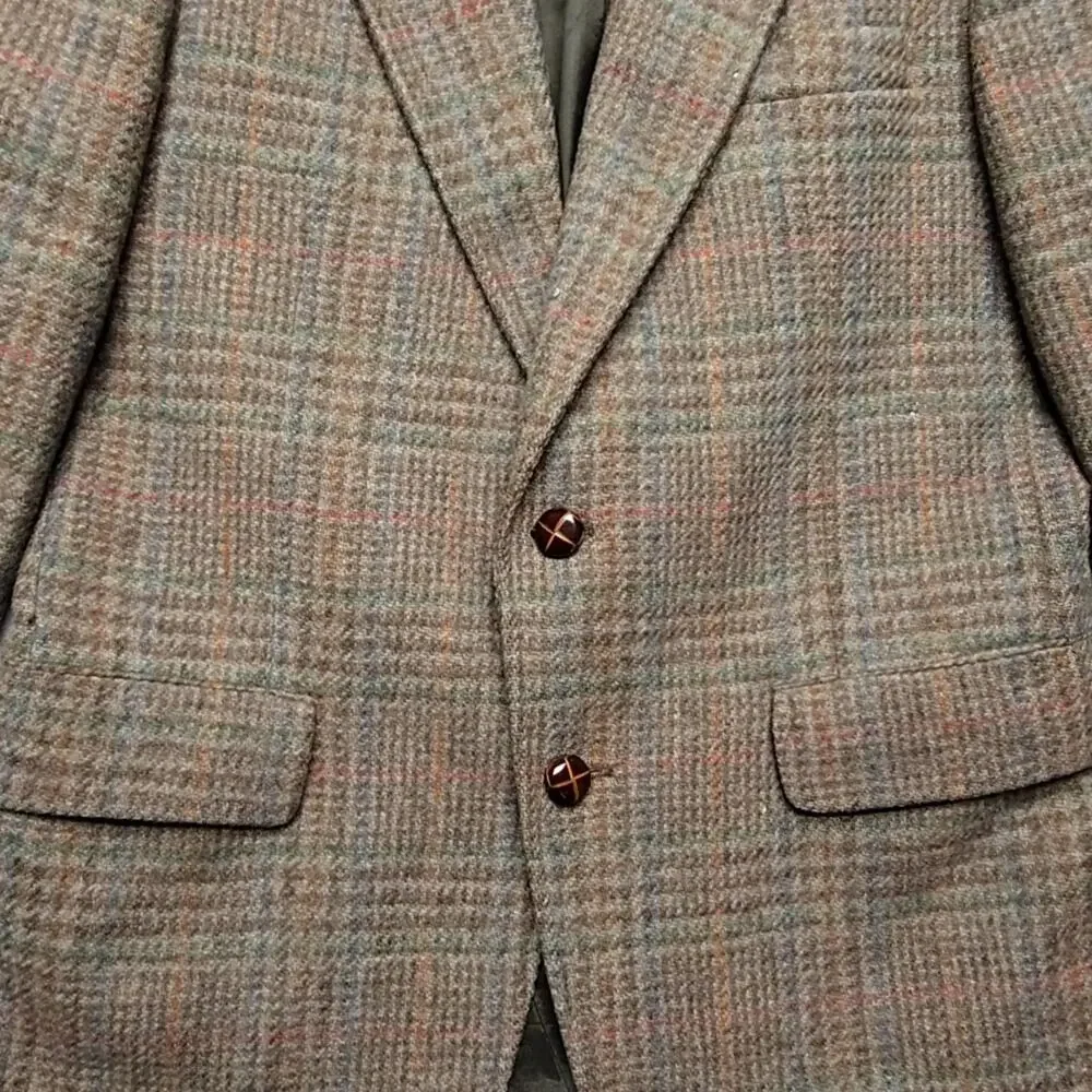 Vintage 911 Collection Wool Blazer Plaid Brown Mens Jacket 38R Classic